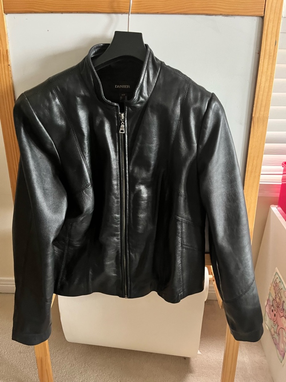 Danier Black Leather Moto Jacket with Zip